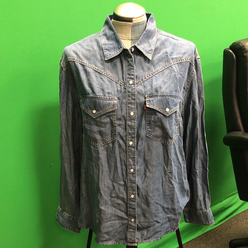 Levi Denim Western Button-Up Long sleeve Shirt Sz XL